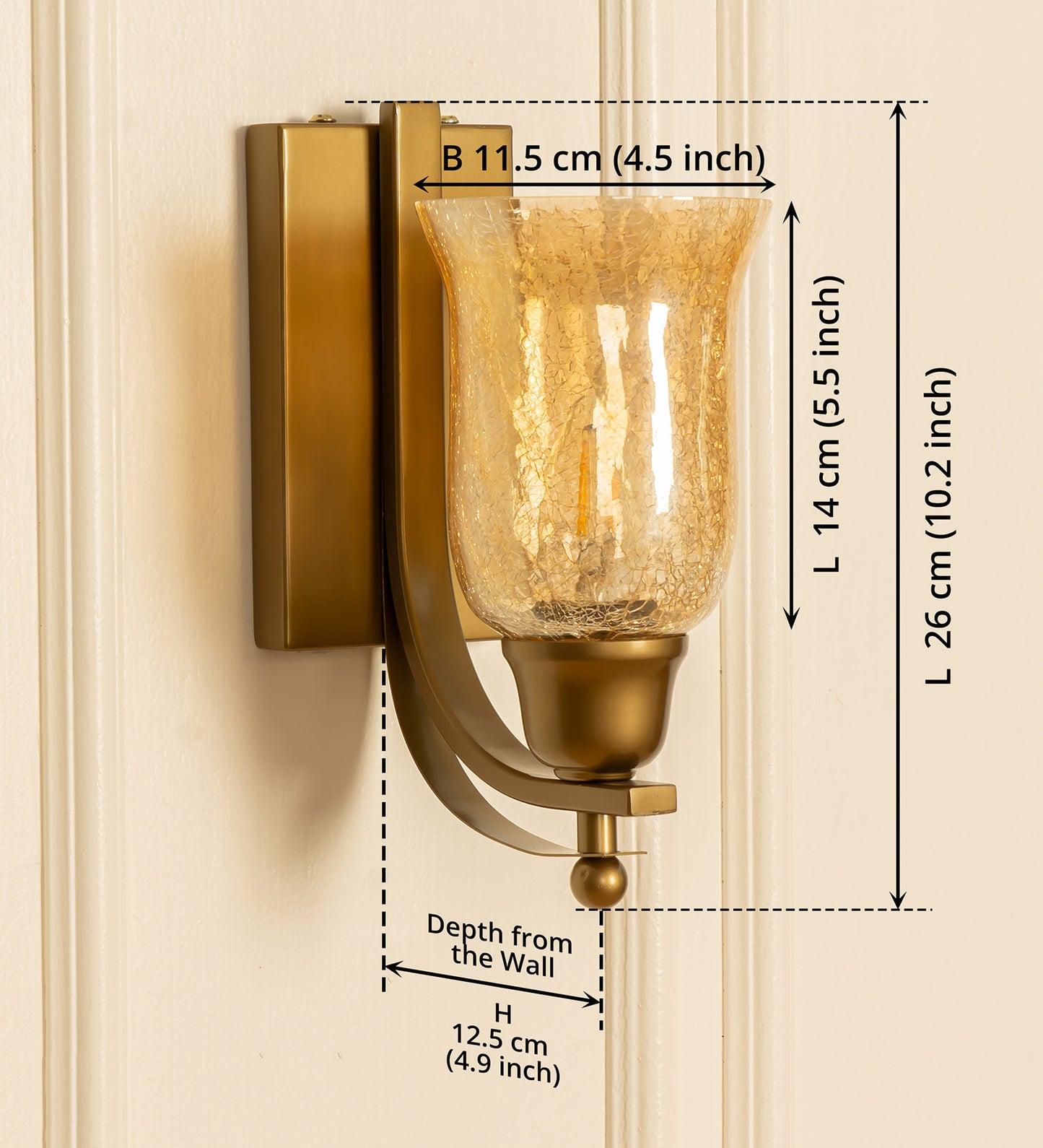 J Wall Lamp with Crackled Chimney Glass
