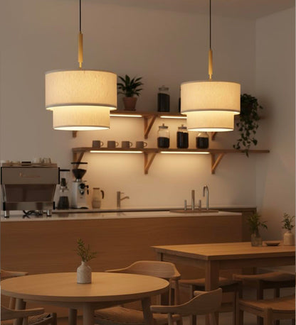 Double Decker Pendant with Off White Shade