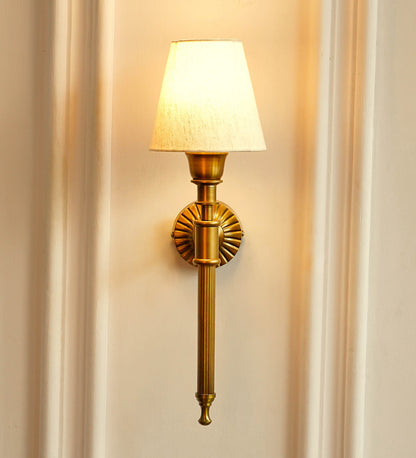 Corrugated Wall Lamp with Off White Fabric Shade
