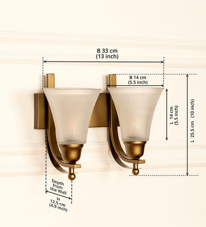 Double J Wall Lamp with Frosted Hammered Glass