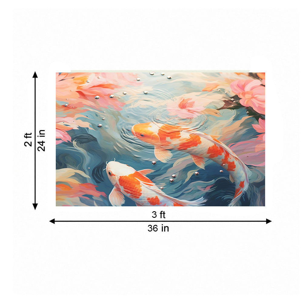 Abstract Koi Fish Wall Painting | Canvas Wall Art for Living Room, Bedroom & Office