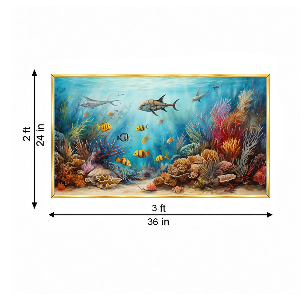 Coral Reef Underwater Wall Painting | Canvas Wall Art for Living Room, Bedroom & Office