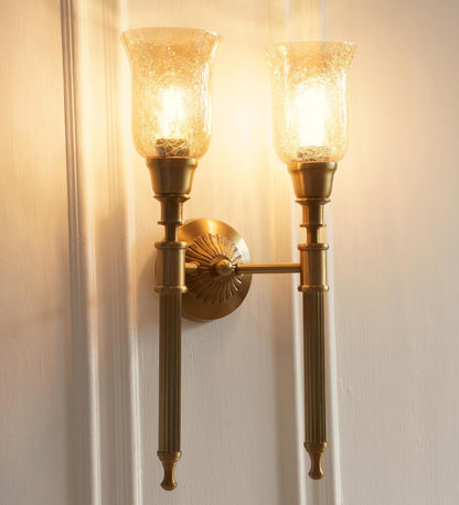Double Corrugated Wall Lamp with Crackled Glass