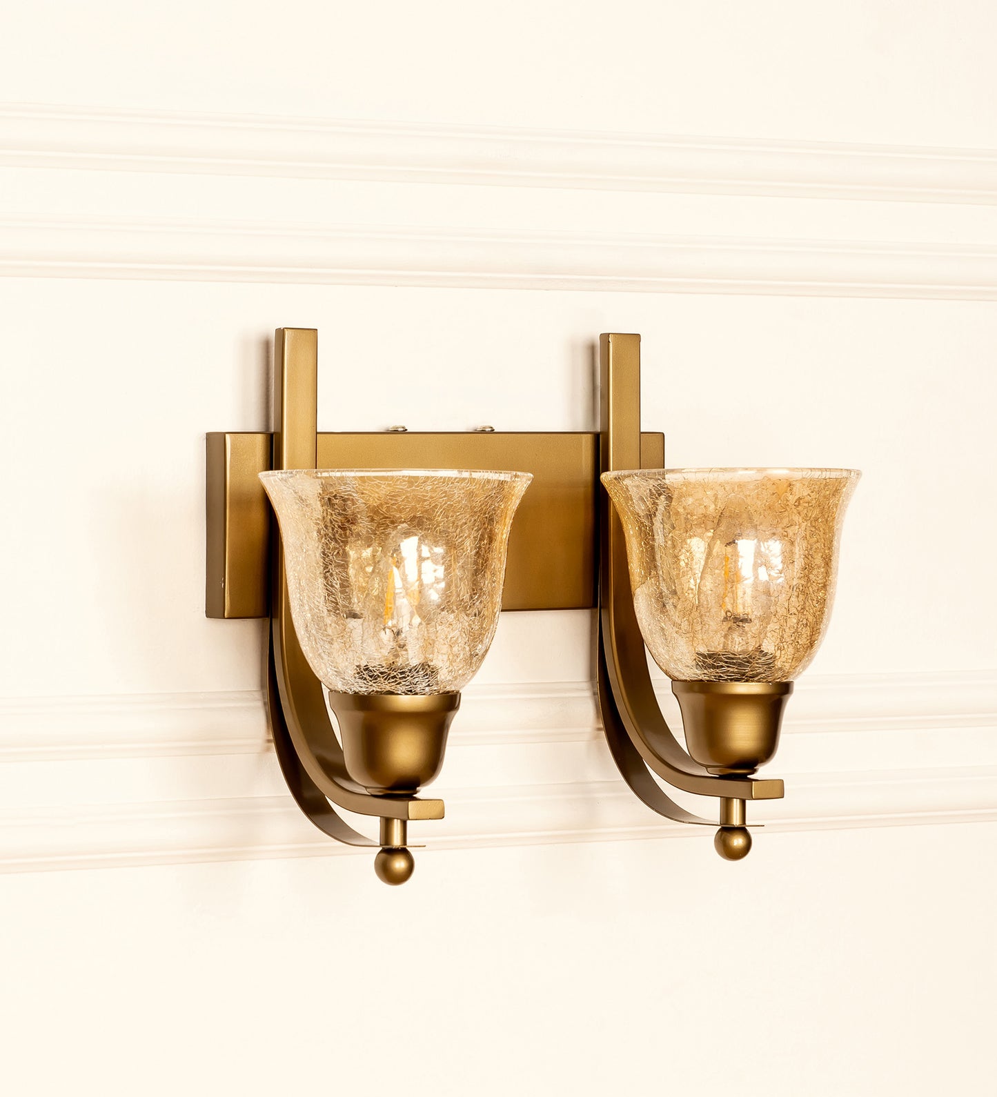 Double J Wall Lamp with Crackled Cup Glass