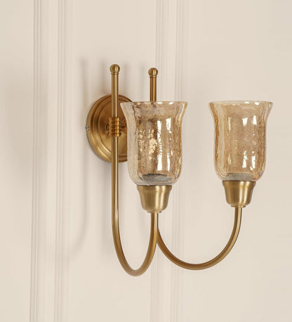 Double Hockey Wall Lamp with Crackled Glass
