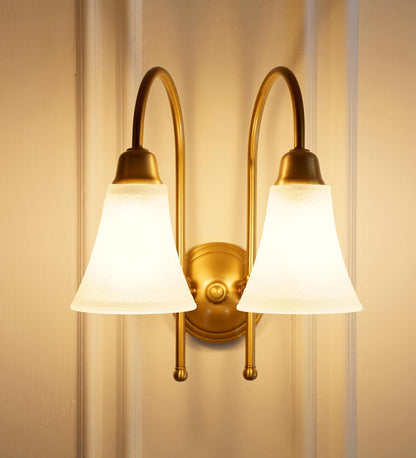 Double Hockey Wall Lamp with Frosted Hammered Glass