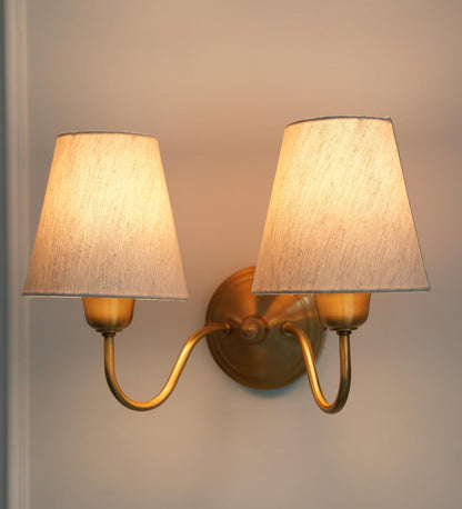 Double Curved Wall Lamp with Off White Shade