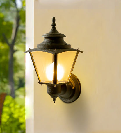 Matt Black Waterproof Lantern Wall Light