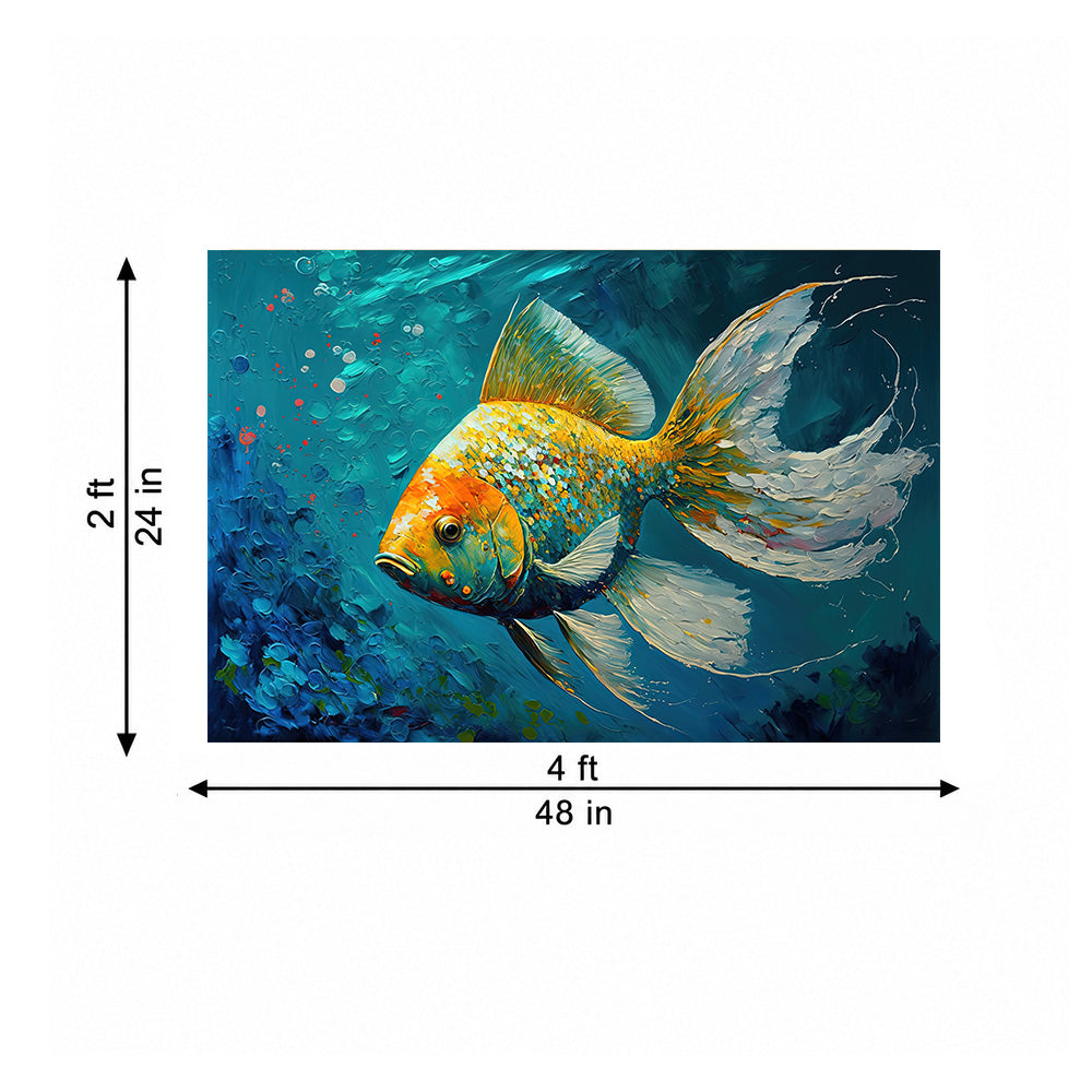 Sea Turtle Underwater Wall Painting | Canvas Wall Art for Living Room, Bedroom & Office