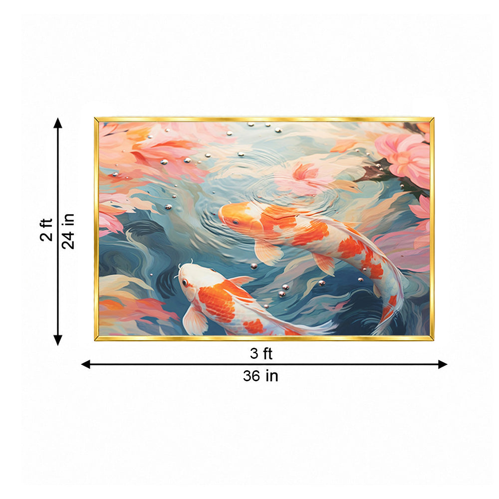 Abstract Koi Fish Wall Painting | Canvas Wall Art for Living Room, Bedroom & Office