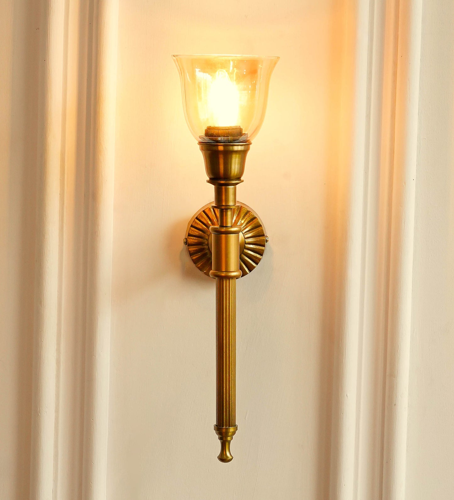 Corrugated Wall Lamp with Golden Luster Cup Glass