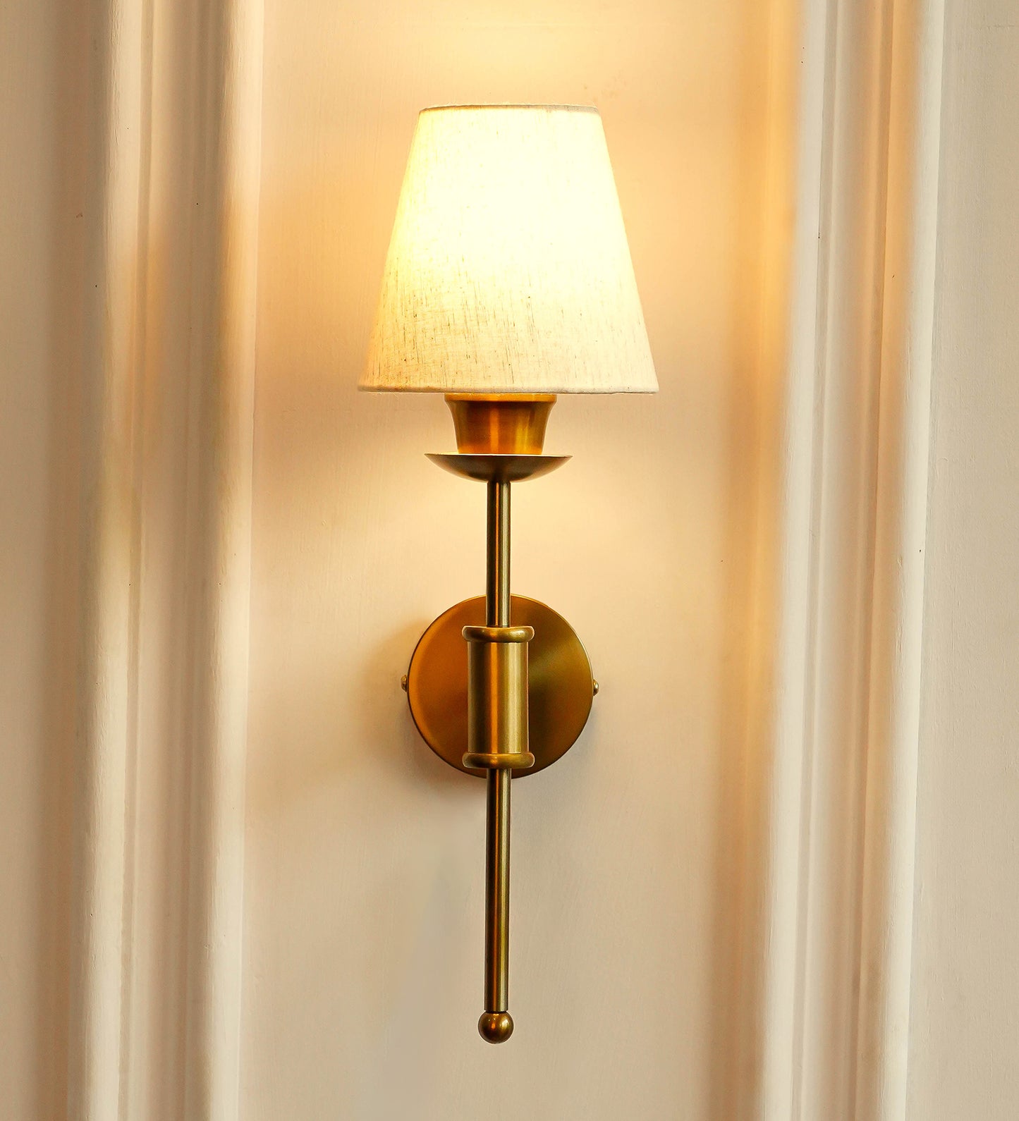 Spacer Wall Lamp with Off White Fabric Shade
