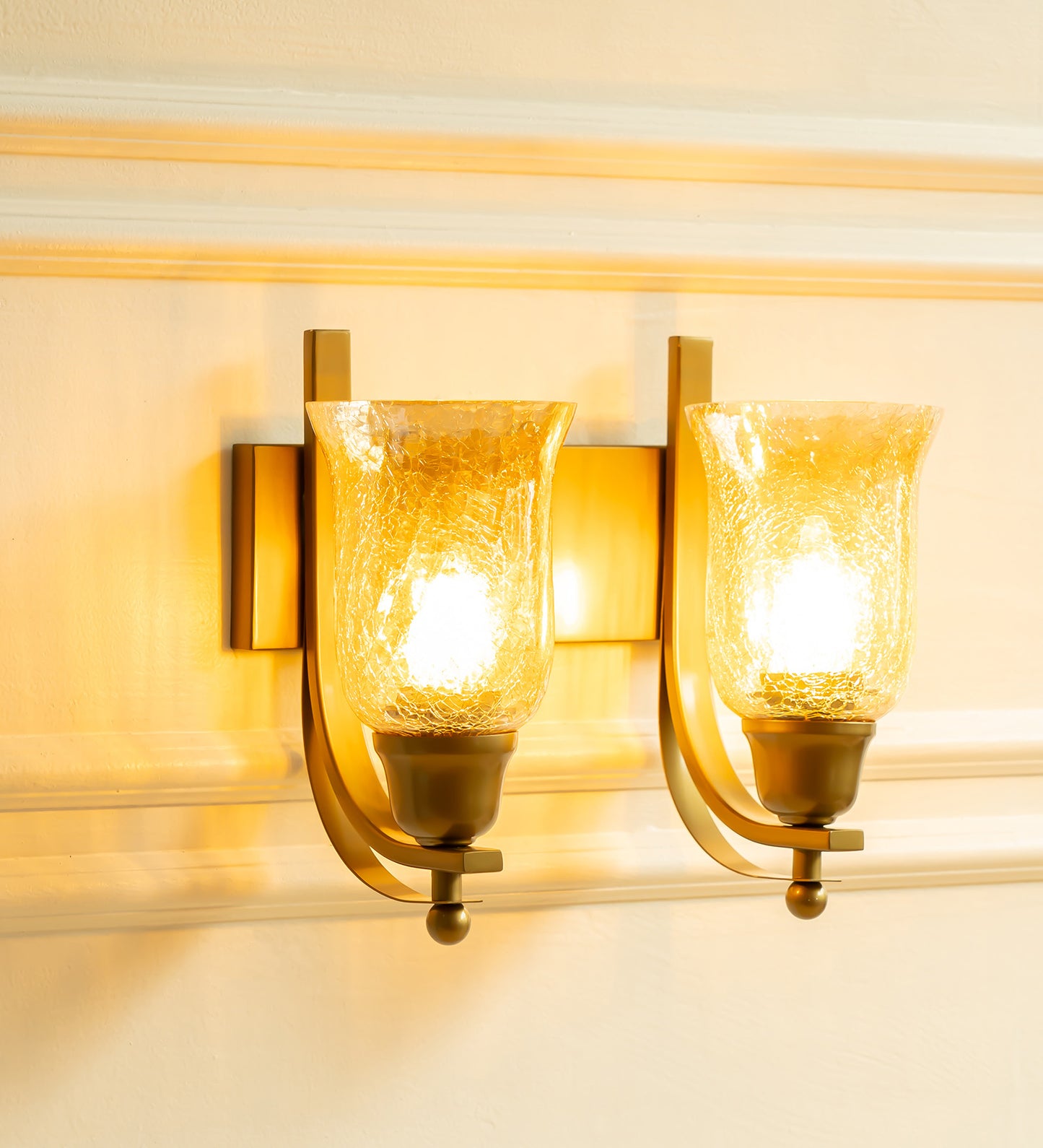 Double J Wall Lamp with Crackled Chimney Glass