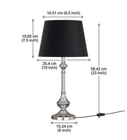 Nickel Aluminium Table Lamp (22") – Black 10" Shade