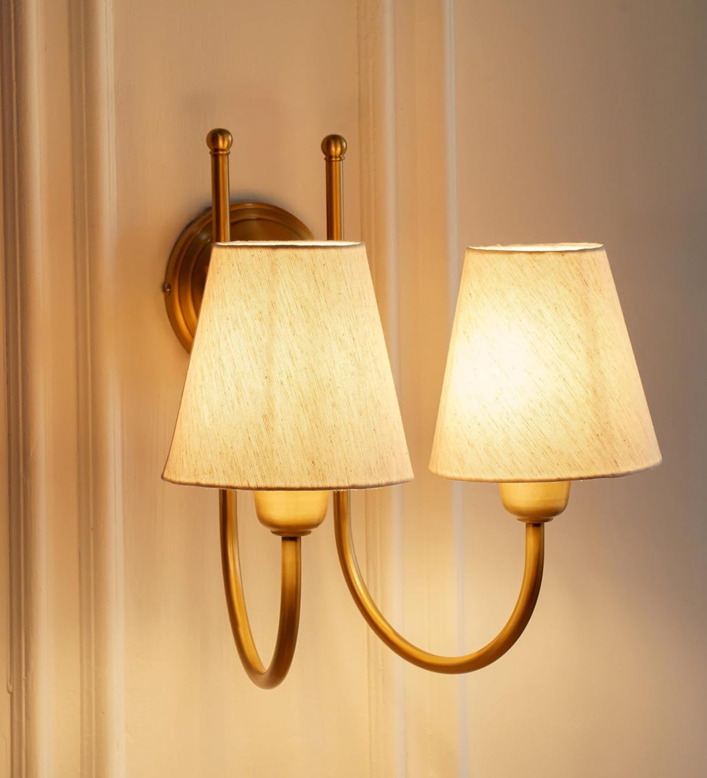 Double Hockey Wall Lamp with Off White Shade