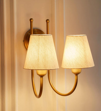 Double Hockey Wall Lamp with Off White Shade