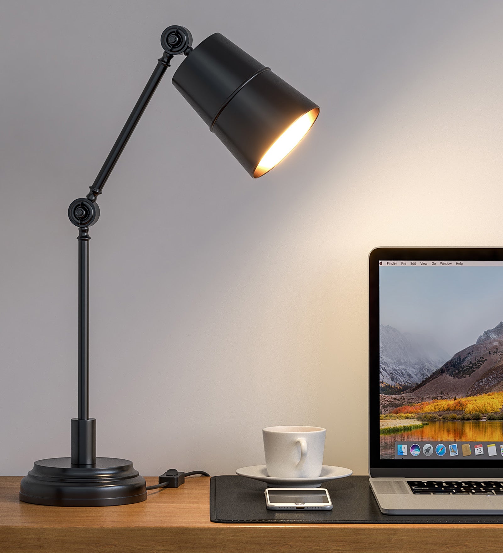 Adjustable Study Desk Lamp, Black – Movable Arm