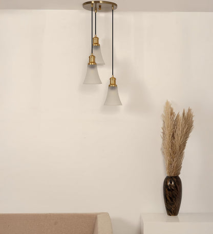 Triple Pendant with Frosted Hammered Glass