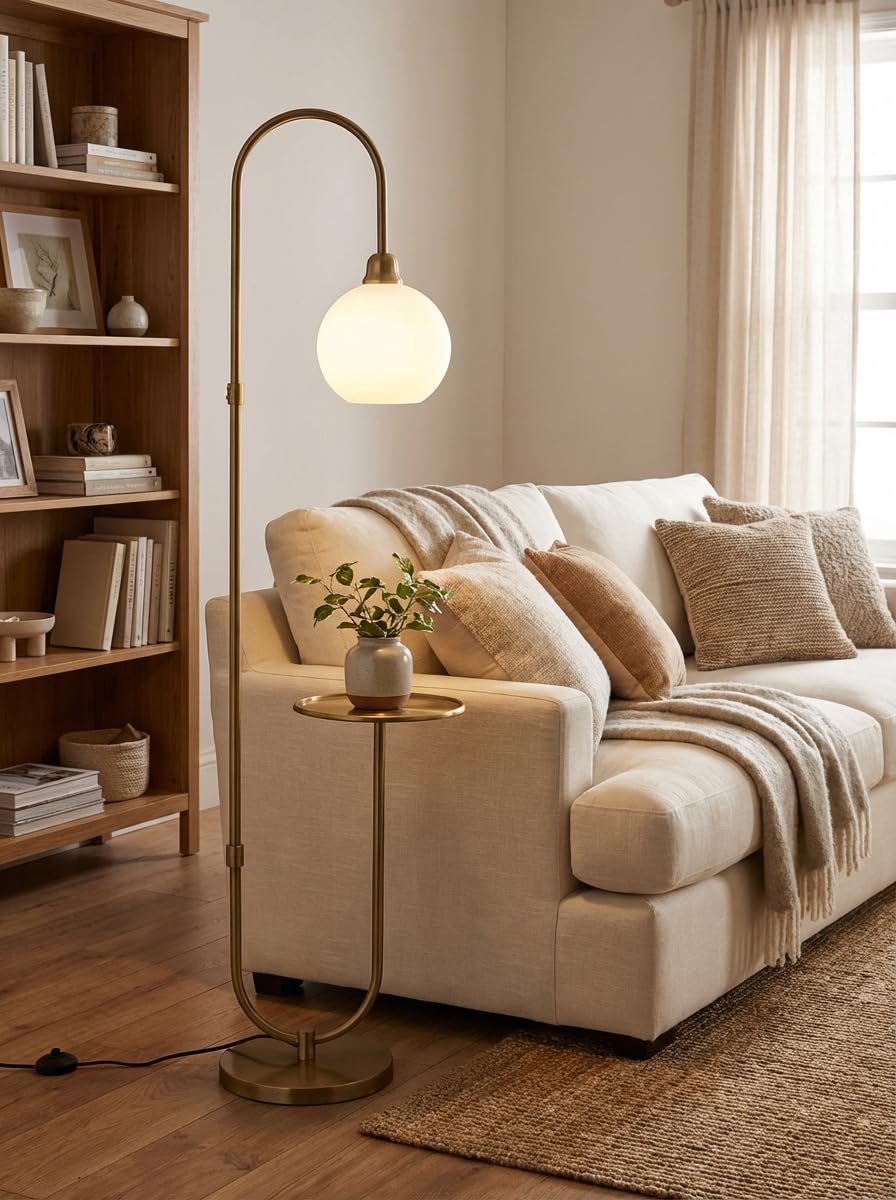 Modern Shelf Floor Lamp with Frosted Globe
