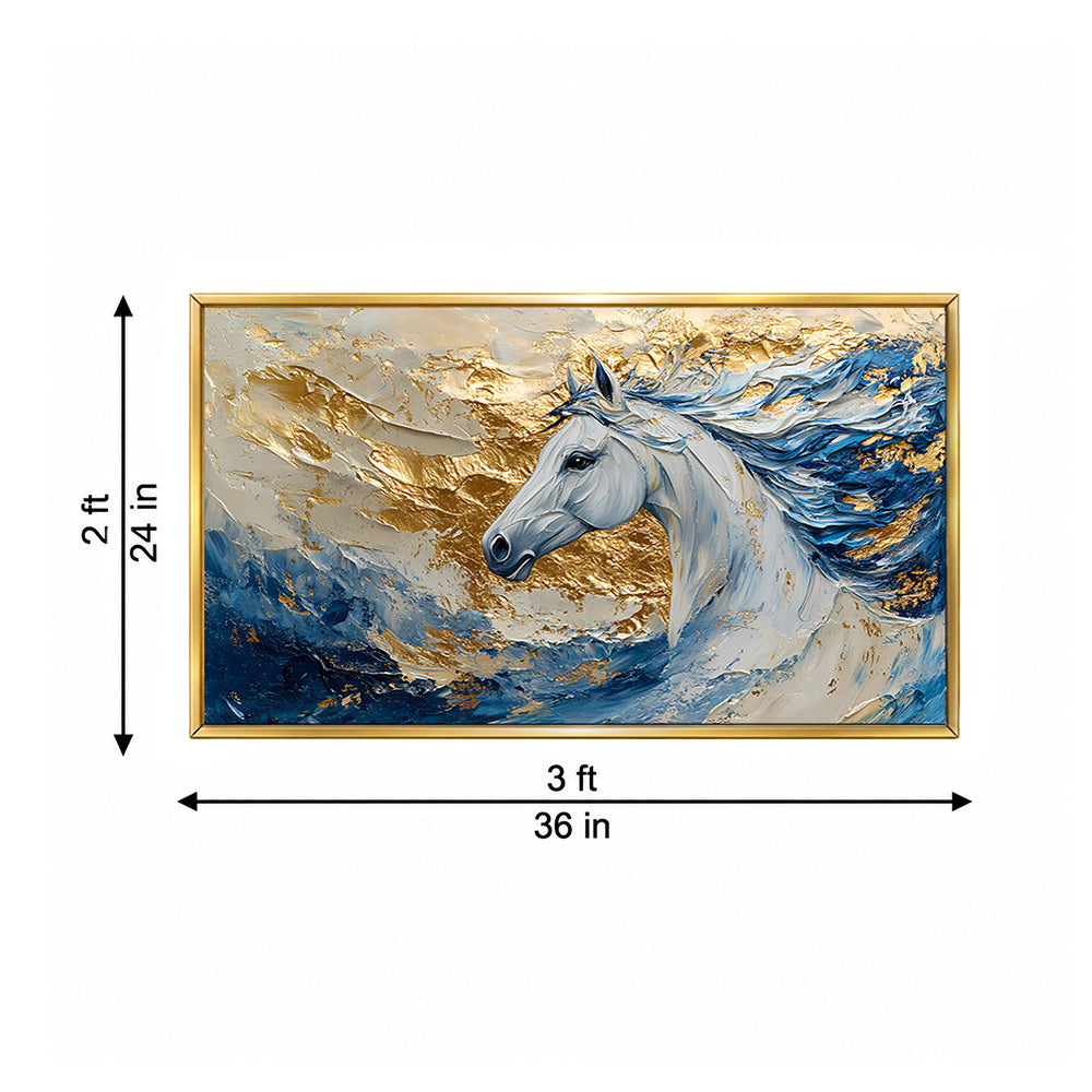 Sepia Homes Majestic White Horse Wall Painting | Canvas Wall Art for Living Room, Bedroom & Office