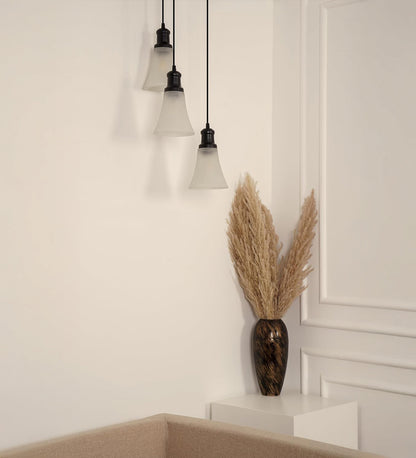 Black Triple Pendant with Frosted Hammered Glass