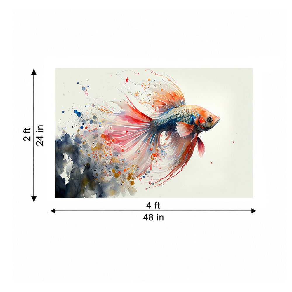 Sepia Homes Koi Fish Watercolour Wall Painting | Canvas Wall Art for Living Room, Bedroom & Office