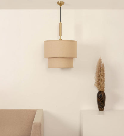 Double Decker Pendant with Beige Shade