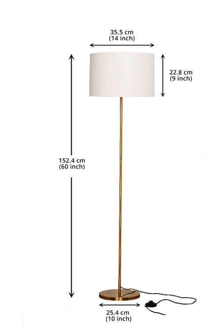Modern Brass Floor Lamp with 14" Drum Shade