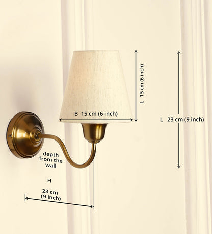 Curved Wall Lamp with Off White Fabric Shade