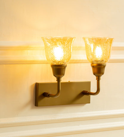 Double Elbow Wall Lamp with Crackled Cup Glass