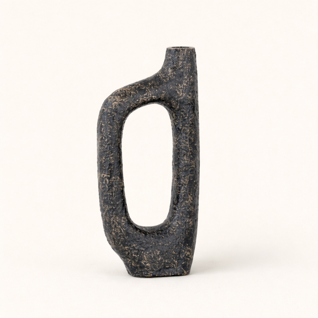 Bugle Back Sculptural Aluminum Vase Set – Textured Decorative Vases (Set of 2)