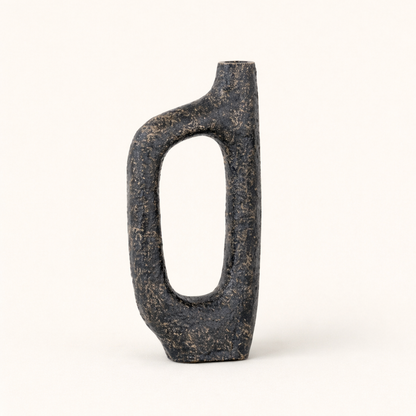 Bugle Back Sculptural Aluminum Vase Set – Textured Decorative Vases (Set of 2)