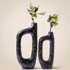 Bugle Back Sculptural Aluminum Vase Set – Textured Decorative Vases (Set of 2)