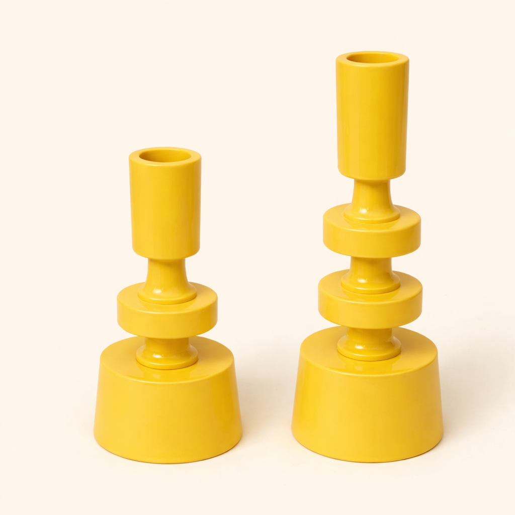 Auric Orbit Gold Mini Candle Holders – Modern Decorative Taper Set (Set of 2)