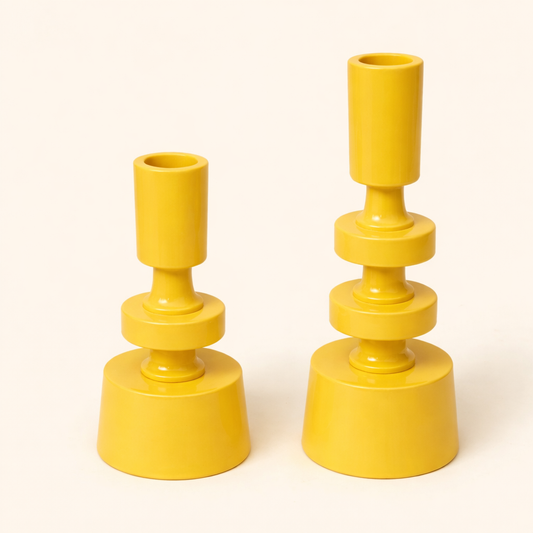 Auric Orbit Gold Mini Candle Holders – Modern Decorative Taper Set (Set of 2)