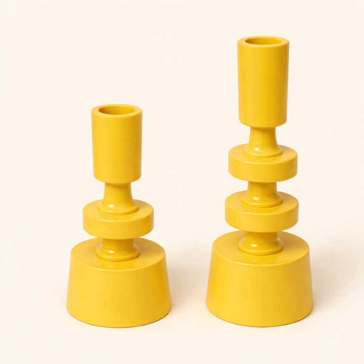 Auric Orbit Gold Mini Candle Holders – Modern Decorative Taper Set (Set of 2)