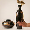 24K Gold Platina Iron Vase Set – Black & Gold Luxury Decorative Vases (Set of 2)