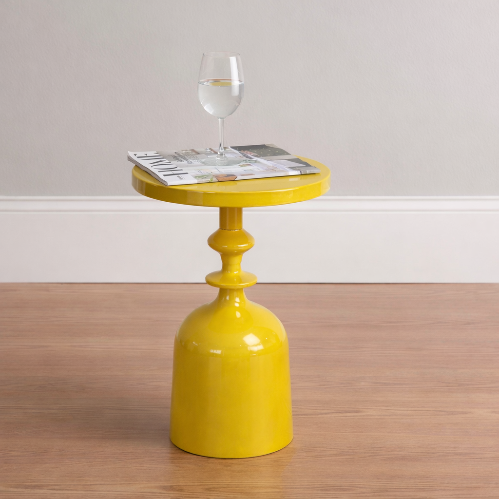 CIRCA Marigold Iron Pedestal Accent Table – Modern Round Side Table