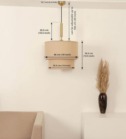 Double Decker Pendant with Beige Shade