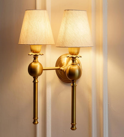 Double Ball Wall Lamp with Off White Shade