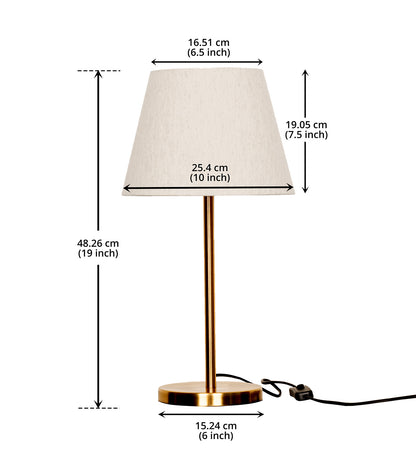 Antique Brass Table Lamp (19") – Off-White Tapered Shade