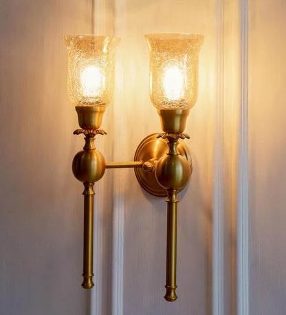 Double Ball Wall Lamp with Crackled Glass