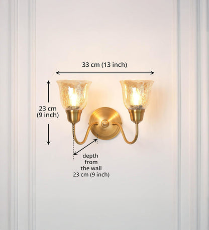 Double Curved Wall Lamp with Crackled Cup Glass