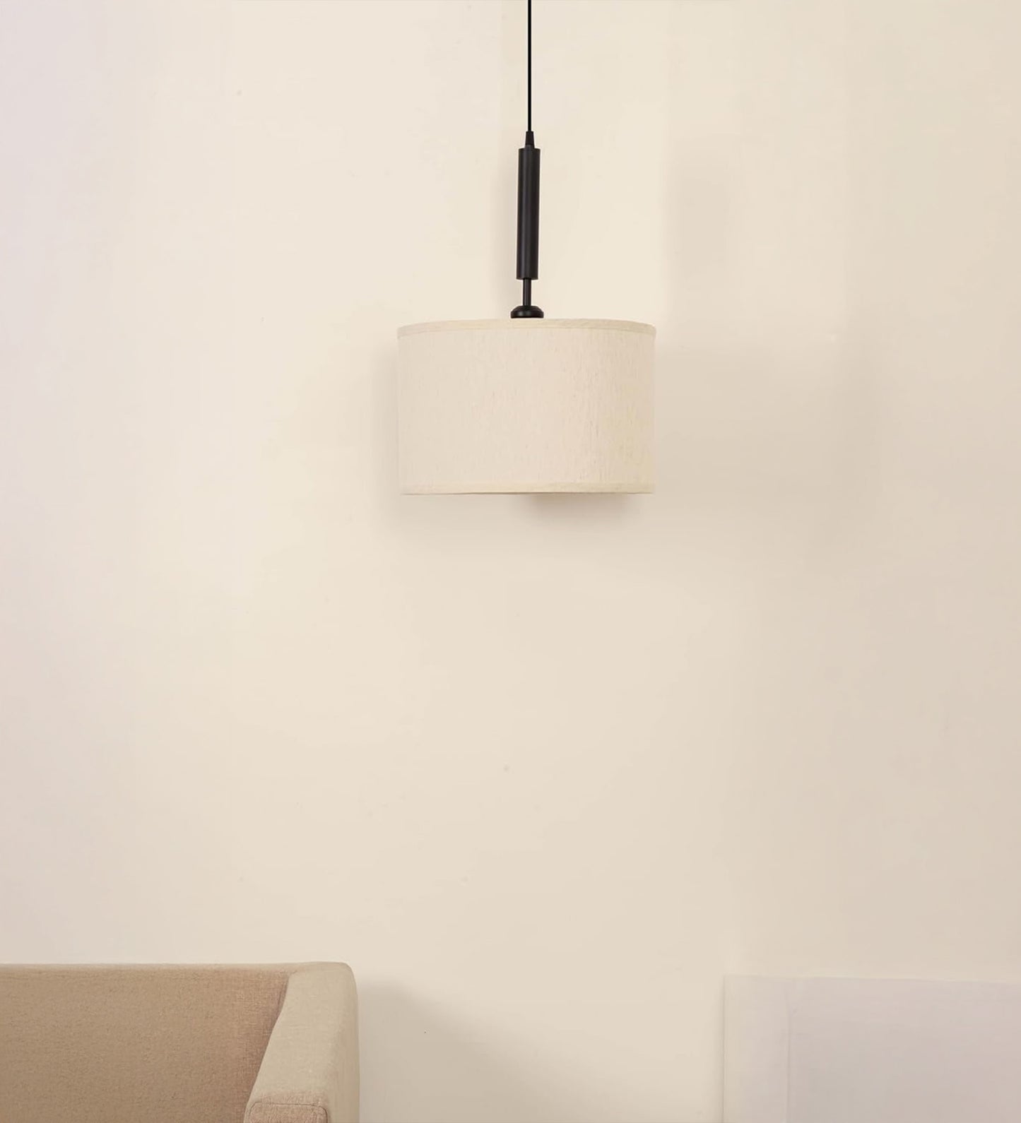Black Fabric Pendant with 14" Off White Shade