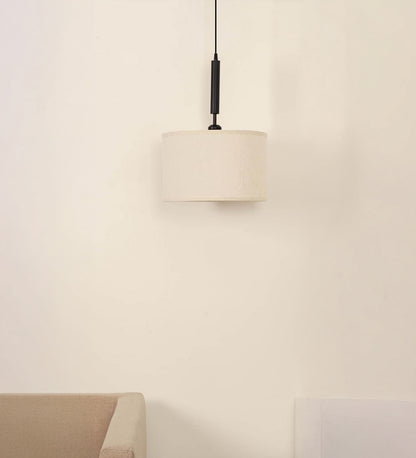 Black Fabric Pendant with 14" Off White Shade