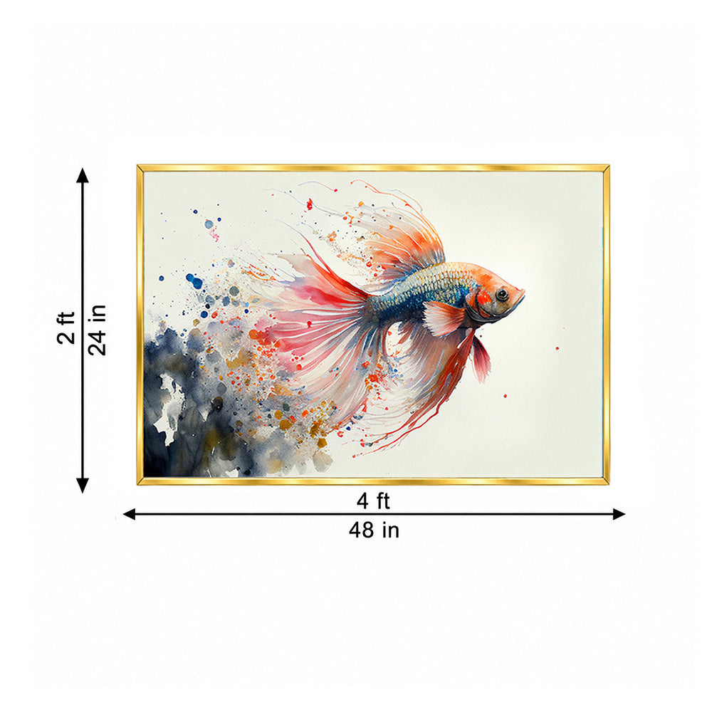 Sepia Homes Koi Fish Watercolour Wall Painting | Canvas Wall Art for Living Room, Bedroom & Office