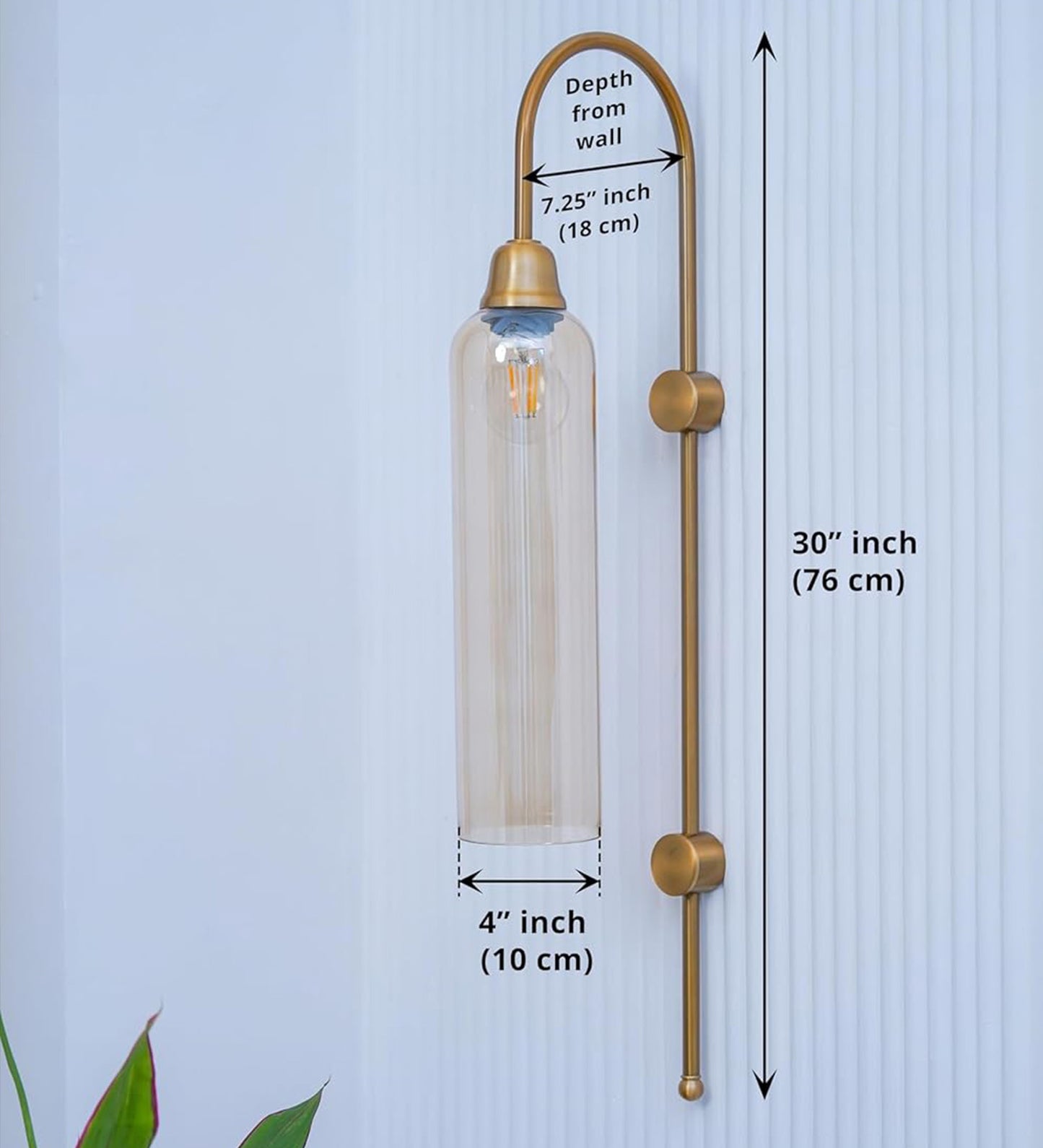 Modern Wall Lamp Antique Brass with Golden Glass