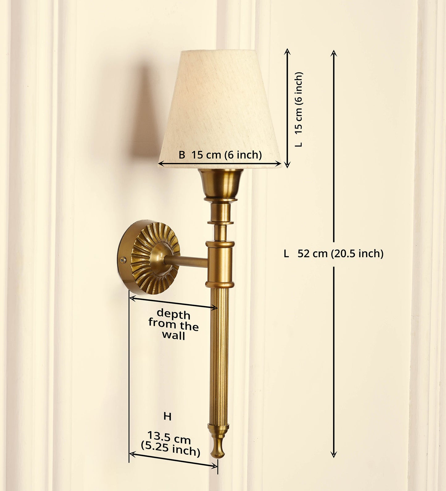 Corrugated Wall Lamp with Off White Fabric Shade
