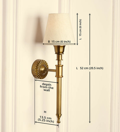 Corrugated Wall Lamp with Off White Fabric Shade