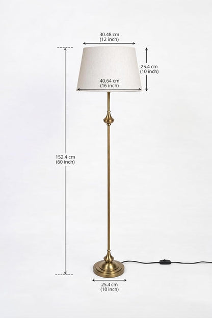 Royal Floor Lamp Antique Brass with Off White Shade